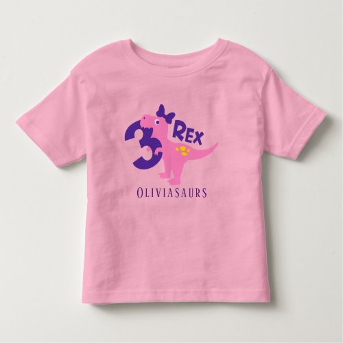 Im Three Rex Girl Pink Dinosaur Custom Toddler T_shirt