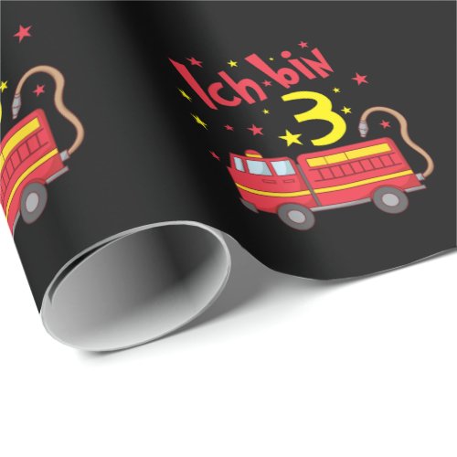 Im three years old firefighters birthday wrapping paper