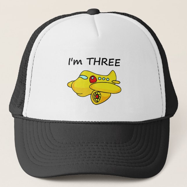 I'm Three, Yellow Plane Trucker Hat (Front)