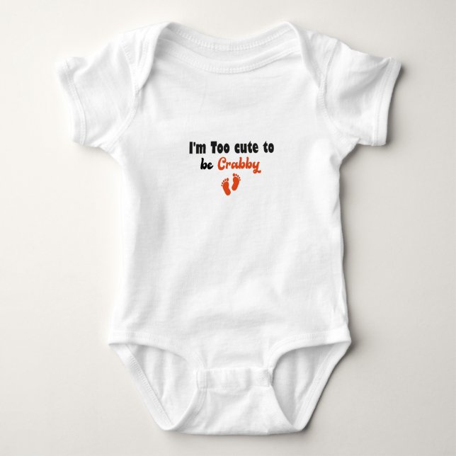 I'm Too cute to be Crabby,baby shower Baby Beach Bodysuit (Front)