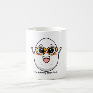I'm Totally Egg-cited cheerful egg wearing glasses Coffee Mug