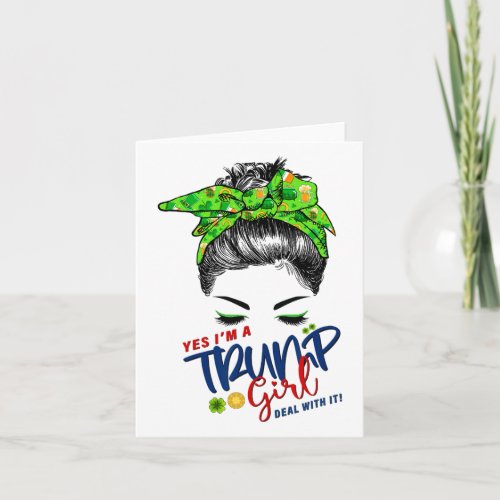 Im Trump Girl Womens Messy Bun Support Trump 2024 Card