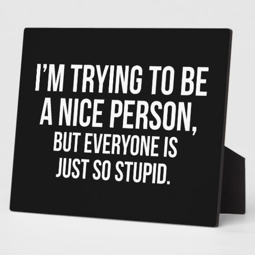 Im Trying To Be A Nice Person _ Funny Novelty Plaque