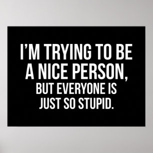 I'm Trying To Be A Nice Person - Funny Novelty Poster