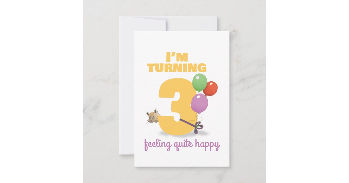 I'm turning 3 Happy Birthday card | Zazzle