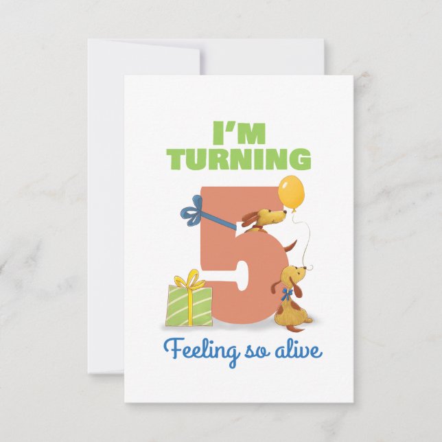 I'm turning 5 Happy Birthday card for kids (Front)