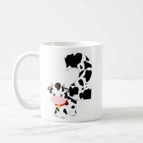 Im Two Age 2 Cow Farm Theme Birthday Gift Number  Coffee Mug