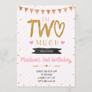 Im two much party birthday invitation