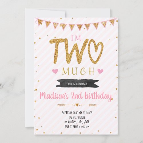 Im two much party birthday invitation