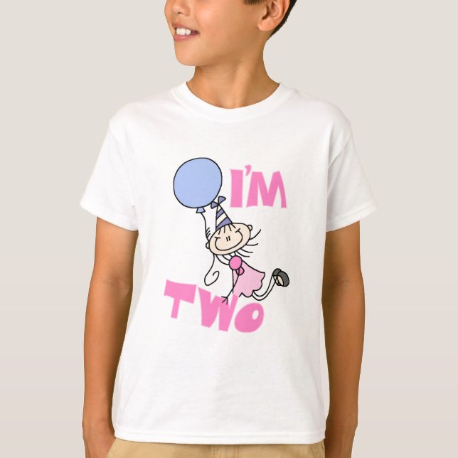 I'm Two Stick Figure Girl Birthday T-shirts (Front)