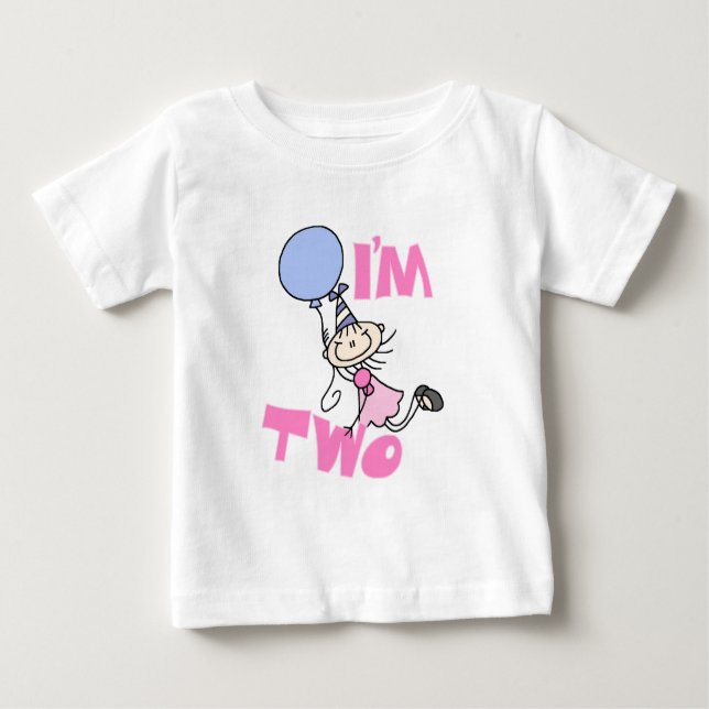 I'm Two Stick Figure Girl Birthday T-shirts (Front)