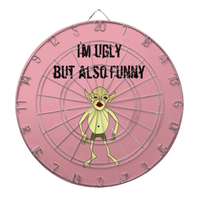 I'm ugly but also funny dartboard with darts (Front)