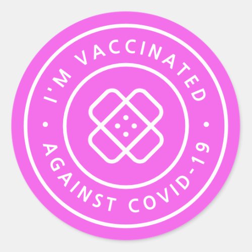 Im Vaccinated  Covid_19 Neon Pink Bandaid Classic Round Sticker