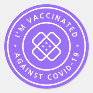 I'm Vaccinated Purple Covid 19 Band-Aid Classic Round Sticker