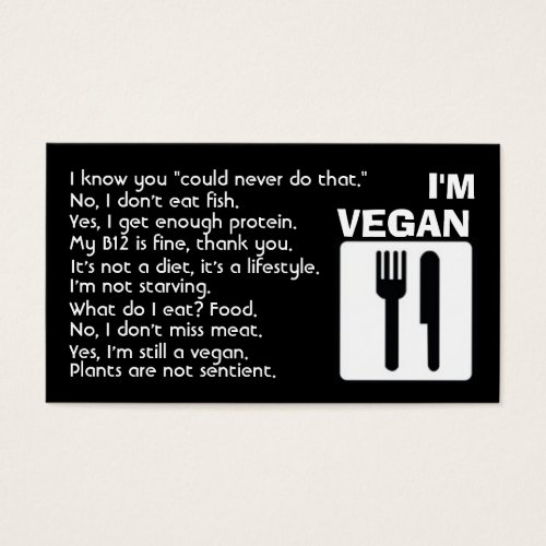 I'm Vegan: Answers Business Cards
