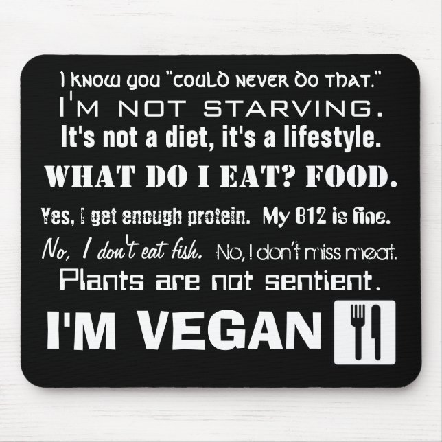 I'm Vegan: Answers Mouse Pad (Front)