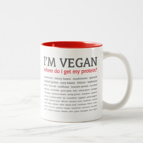 Im Vegan Where do I get my protein Two_Tone Coffee Mug