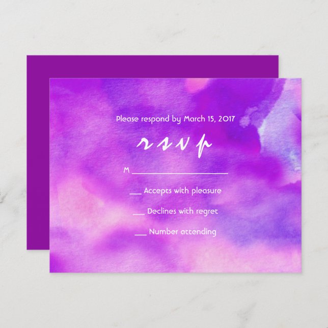 I'M VIOLET WATERCOLOR Bat Mitzvah Invitation (Front/Back)