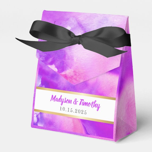 I'M VIOLET WATERCOLOR Wedding Gift Favor Box (Front Side)