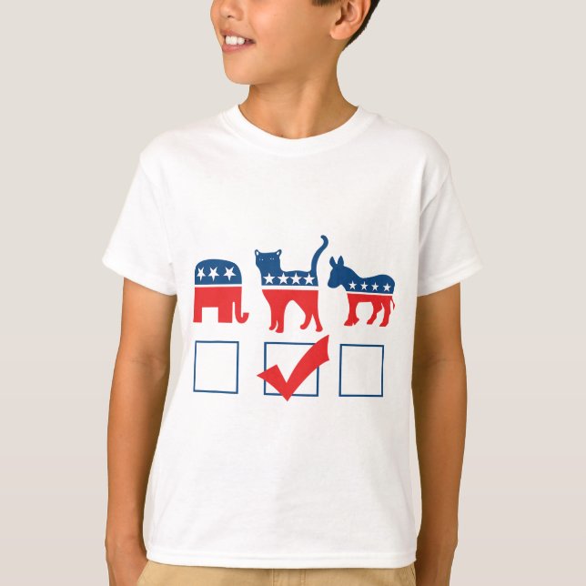 I'm voting for cats  funny cat person political T-Shirt (Front)