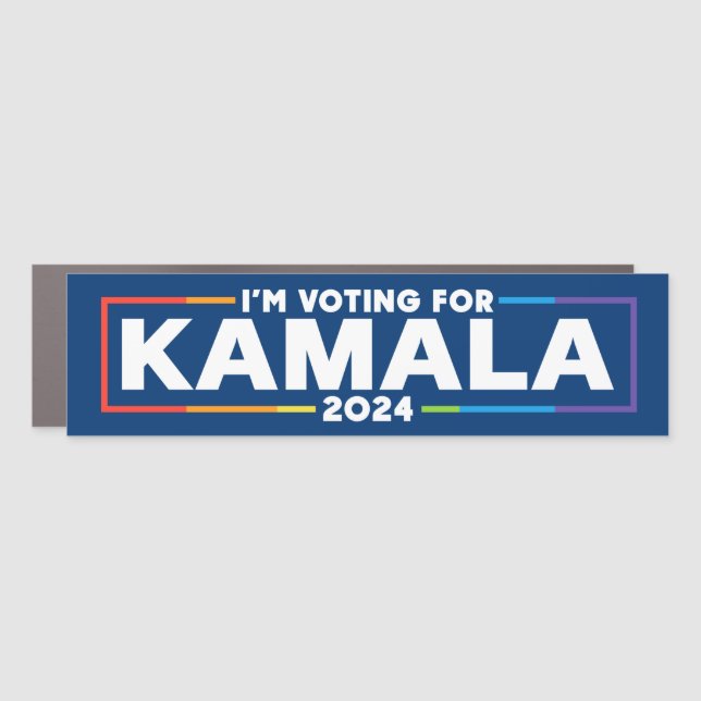 I'm Voting for Kamala 2024 LGBTQ Bumper Car Magnet (Front)