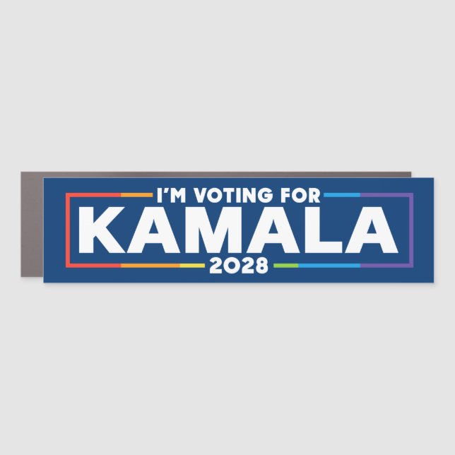 I'm Voting for Kamala 2028 LGBTQ Bumper Car Magnet (Front)