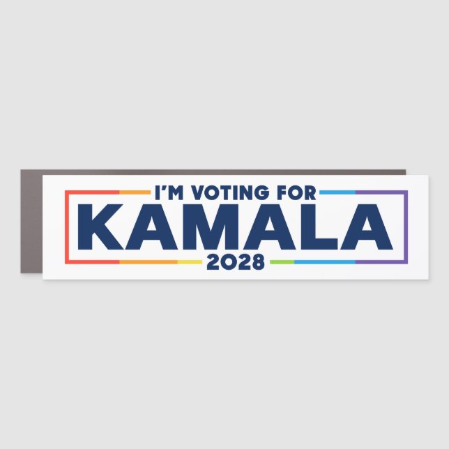 I'm Voting for Kamala 2028 LGBTQ Bumper Car Magnet (Front)