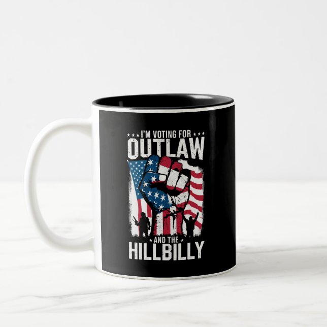 I'm Voting For the Outlaw and the Hillbilly 2024  Two-Tone Coffee Mug (Left)