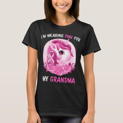 Im Wearing Pink For My Grandma Unicorn Kids Toddle T_Shirt