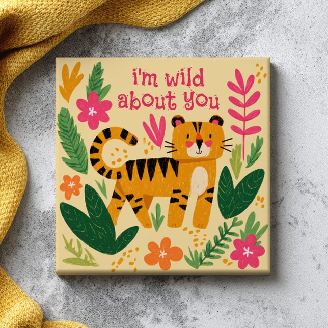 I'm Wild About You Cute Tiger Valentine's Day  Ceramic Tile (Creator Uploaded)