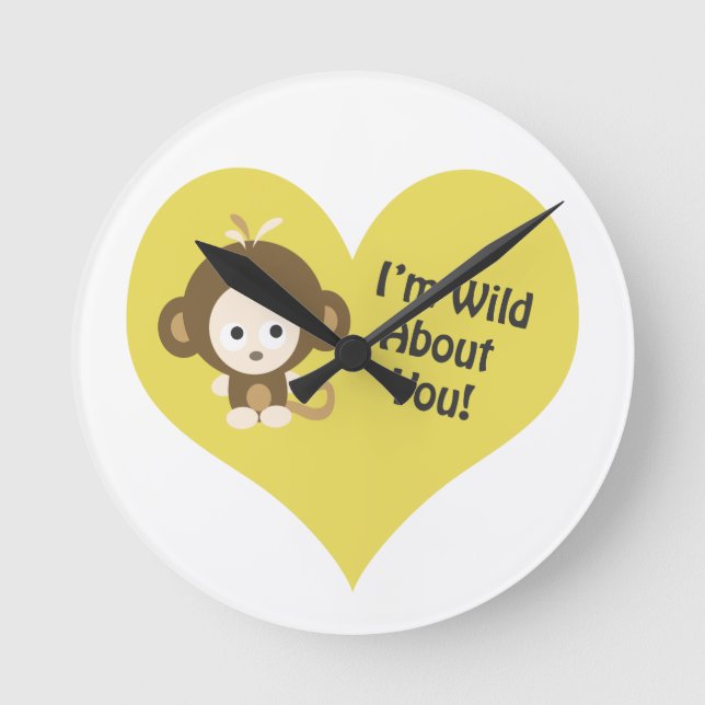 I'm Wild about You Monkey Round Clock (Front)