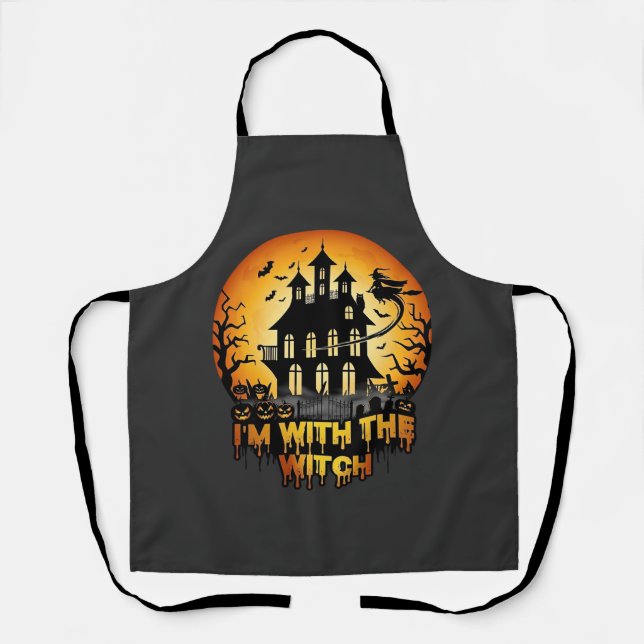 Im Witch Haunted House Full Moon Pumpkins Apron (Front)