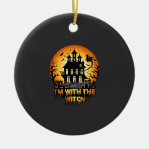 Im Witch Haunted House Full Moon Pumpkins Ceramic Ornament