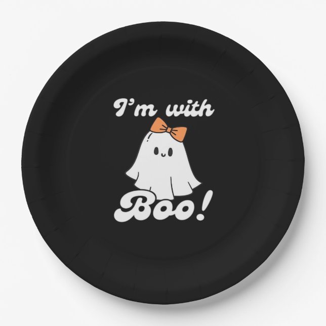 Im With Boo Funny Retro Style Paper Plates (Front)