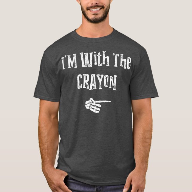Im With Crayon Halloween Costume Funny Couples T-Shirt (Front)