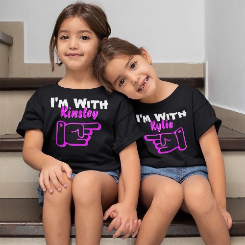 Im With Custom Name Hand Pointing Left Cute Girls T_Shirt