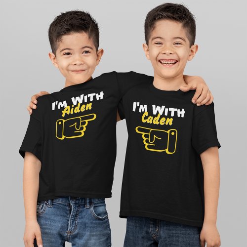 Im With Custom Name Hand Pointing Left Funny Boys T_Shirt