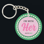 I'M WITH HER 2024 Pearls & Clover (Pink Green) Keychain<br><div class="desc">I'M WITH HER 2024 Pearls & Clover (Pink Green) Keychain</div>