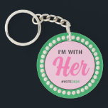 I'M WITH HER 2024 Pearls & Clover (Pink Green) Keychain<br><div class="desc">I'M WITH HER 2024 Pearls & Clover (Pink Green) Keychain</div>