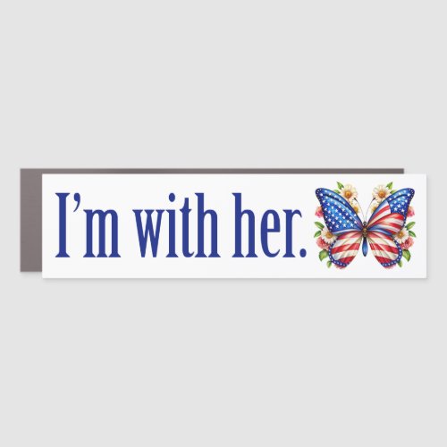 Im With Her Cute Kamala Harris Butterfly Bumper Car Magnet