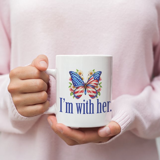 I'm With Her Cute Kamala Harris Butterfly Coffee Mug (Creator Uploaded)