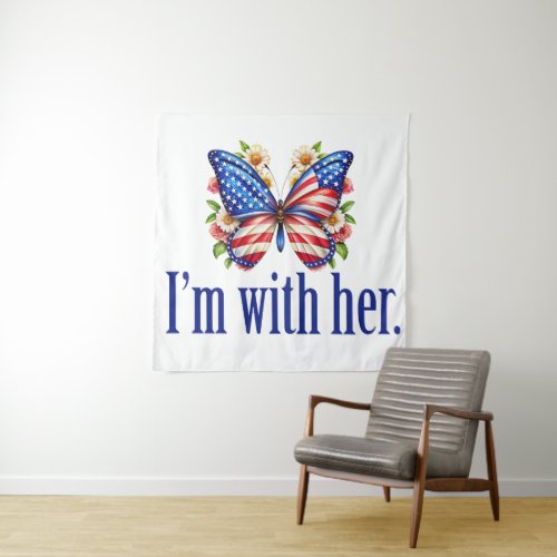 Im With Her Cute Kamala Harris Butterfly Tapestry