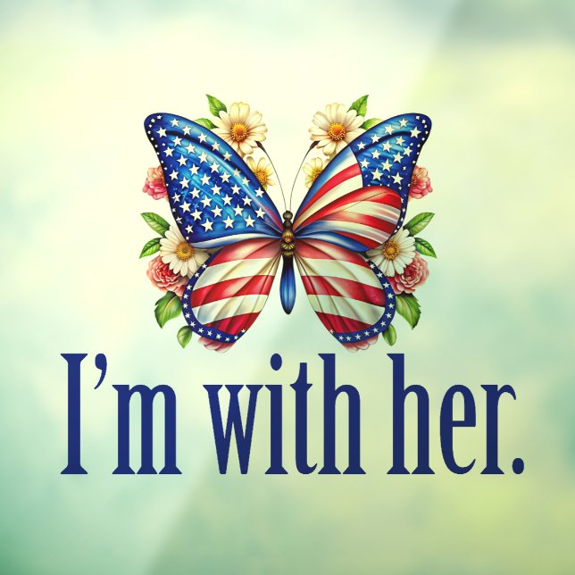 I'm With Her Cute Kamala Harris Butterfly Window Cling (Sheet 3)
