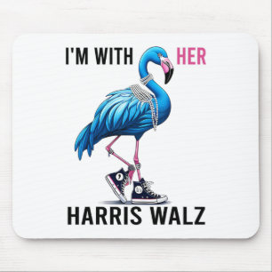 I'm With Her Harris W Flamingo Vote Blue Mouse Pad