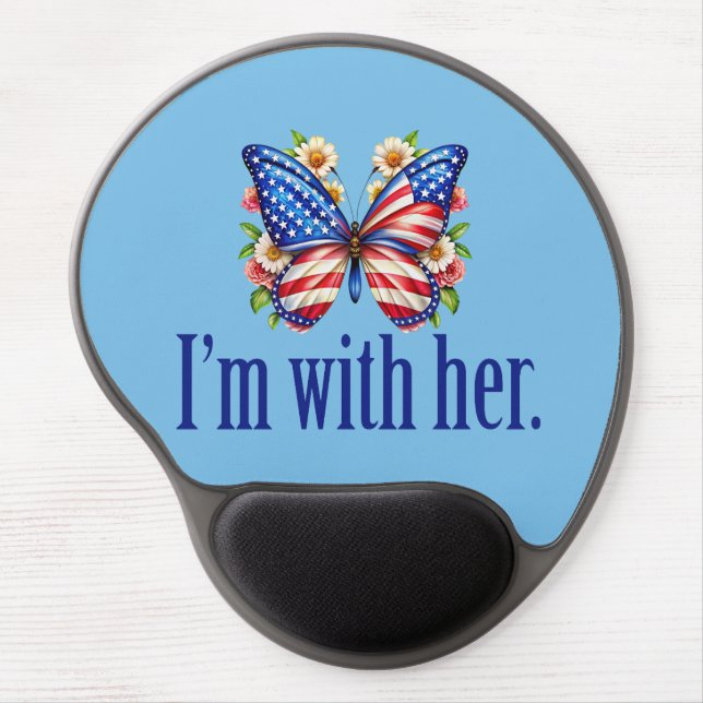 I'm With Her Kamala Blue Butterfly Gel Mouse Pad (Front)