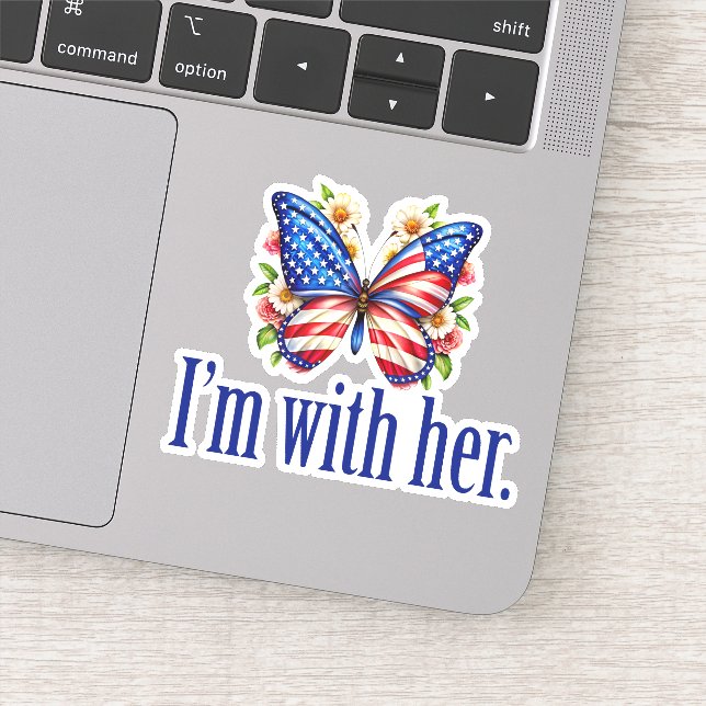 I'm With Her Kamala for President Butterfly Laptop Sticker (Detail)