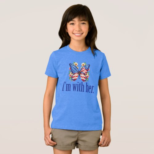 Im With Her Kamala Harris Butterfly Kids Tri_Blend Shirt