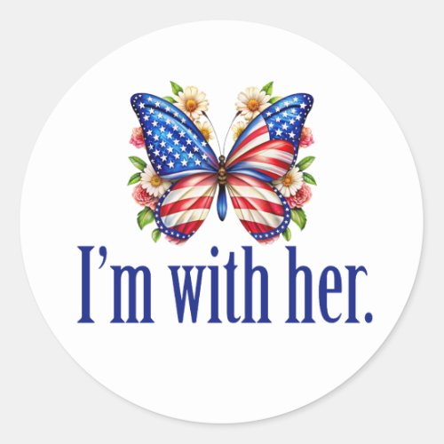 Im With Her Kamala Harris for President Butterfly Classic Round Sticker
