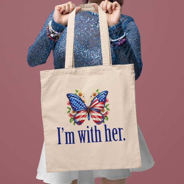 I'm With Her Kamala Harris for President Butterfly Tote Bag (Creator Uploaded)