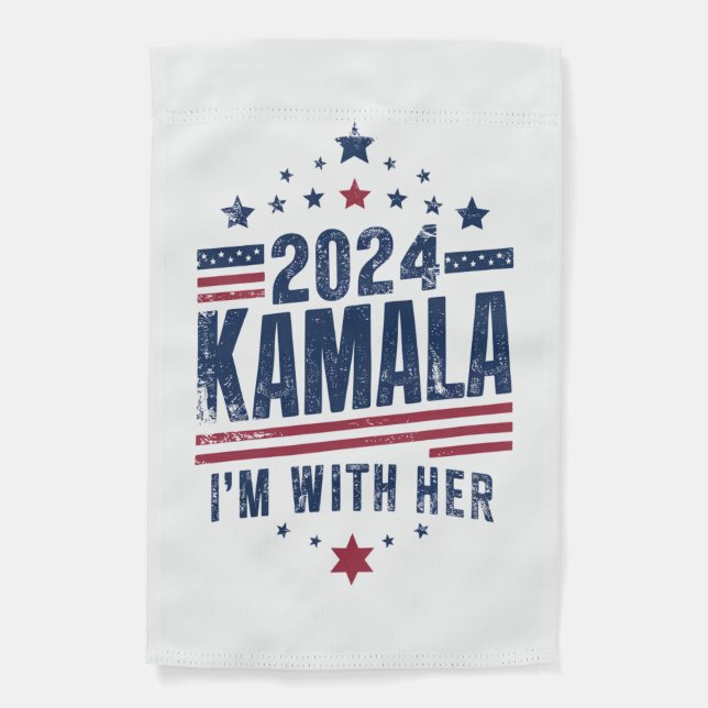 I'm With Her Kamala Vote For 2024 Kamala-Harris Garden Flag (Front)